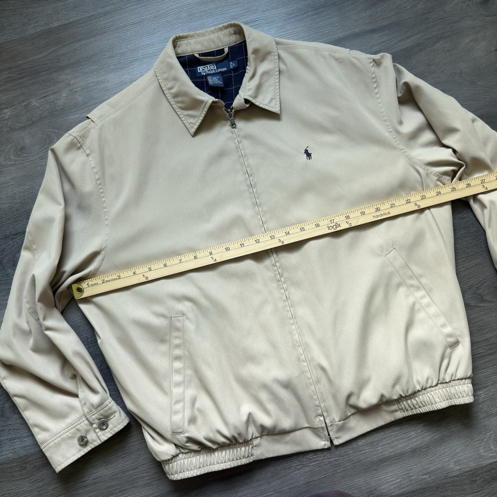 VTG Polo Ralph Lauren Harrington Jacket Mens Large Tan Beige Plaid Lined BiSwing - Picture 7 of 10